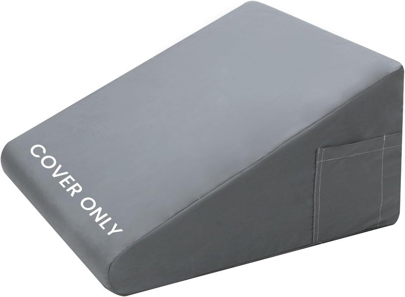 Texstead Bed Wedge Pillow Cover Only 24x24x12 Inch, Silky & Smooth Wedge Pillow Cases, Removable & Machine Washable-Zipper Design Pillowcase LightGray - Image 1